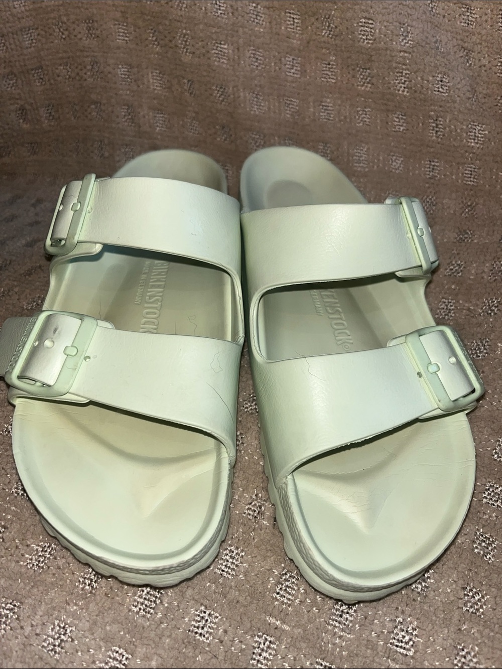 Mint Green Double Buckle Slide Sandals